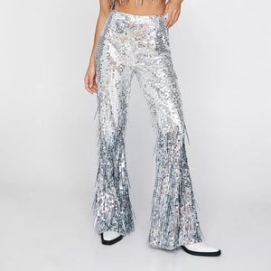 Nasty Gal Sequin Tassel pants🪩🤍